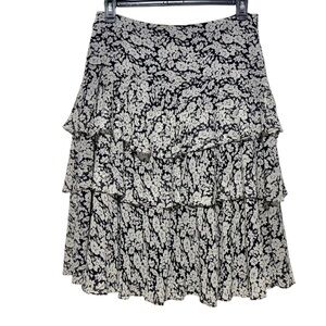 Lauren Ralph Lauren Ruffled Tiered Floral Silk Skirt